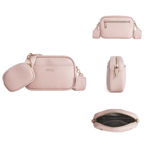 Faux PU Leather Crossbody Bag Handbag Coin Purse Pink