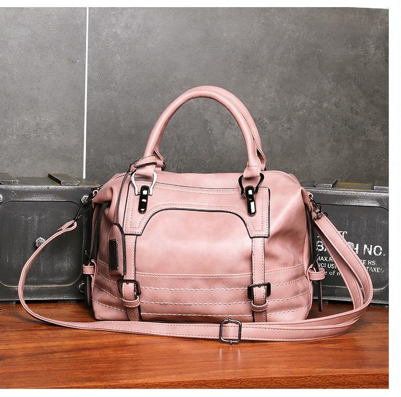 Soft Faced Casual Slouch Hobo Faux PU Leather Shoulder Bag Handbag Pink