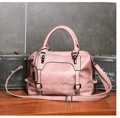 Soft Faced Casual Slouch Hobo Faux PU Leather Shoulder Bag Handbag Pink