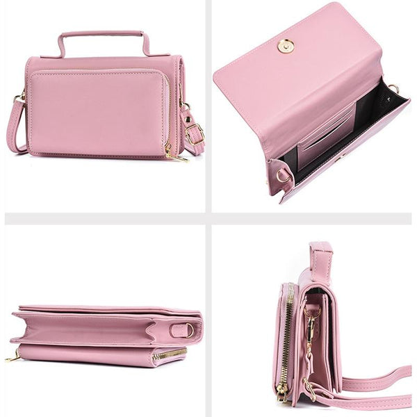 Faux PU Leather Versatile Small Shoulder Mobile Phone Bag Yellow