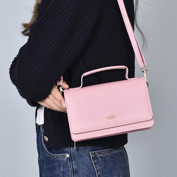 Faux PU Leather Versatile Small Shoulder Mobile Phone Bag Yellow