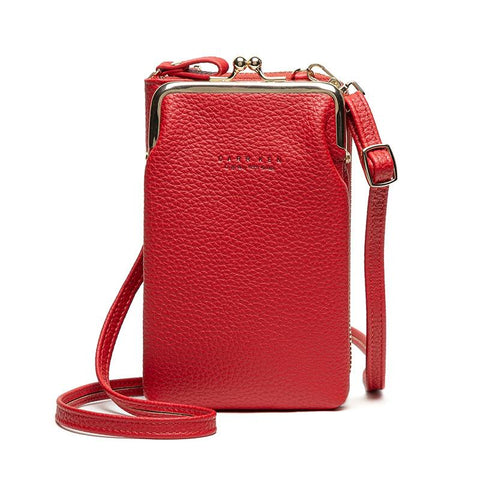 Faux PU Leather Crossbody Shoulder Bag Handbag Multi Pocket Red