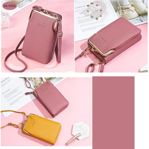 Faux PU Leather Crossbody Shoulder Bag Handbag Multi Pocket Red