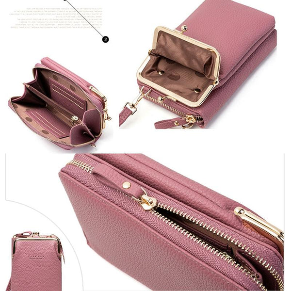 Faux PU Leather Crossbody Shoulder Bag Handbag Multi Pocket Red
