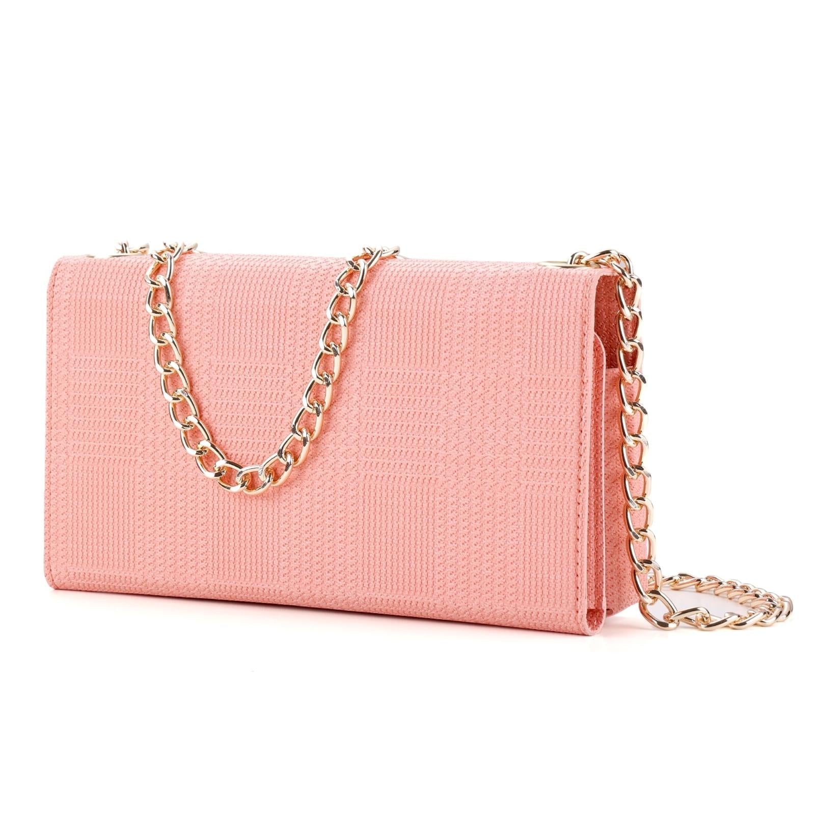 Leather Crossbody Bag Handbag RFID Purse Card Slot Chain Strap Pink