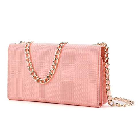 Leather Crossbody Bag Handbag RFID Purse Card Slot Chain Strap Pink