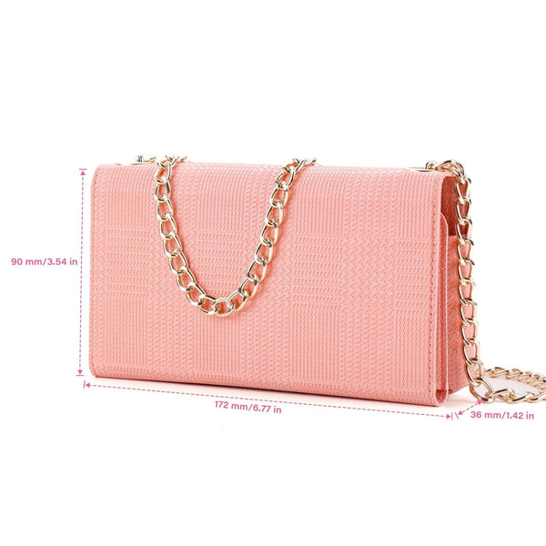 Leather Crossbody Bag Handbag RFID Purse Card Slot Chain Strap Pink