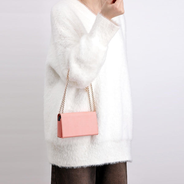 Leather Crossbody Bag Handbag RFID Purse Card Slot Chain Strap Pink
