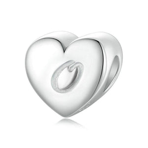 Love Letter O Platinum Plated Sterling Silver Bead Charm Bracelet Necklace