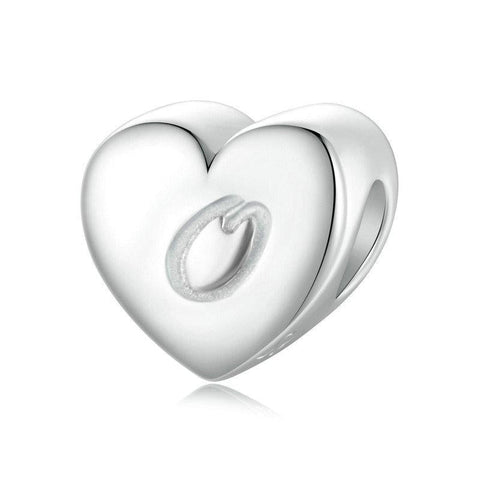 Love Letter O Platinum Plated Sterling Silver Bead Charm Bracelet Necklace