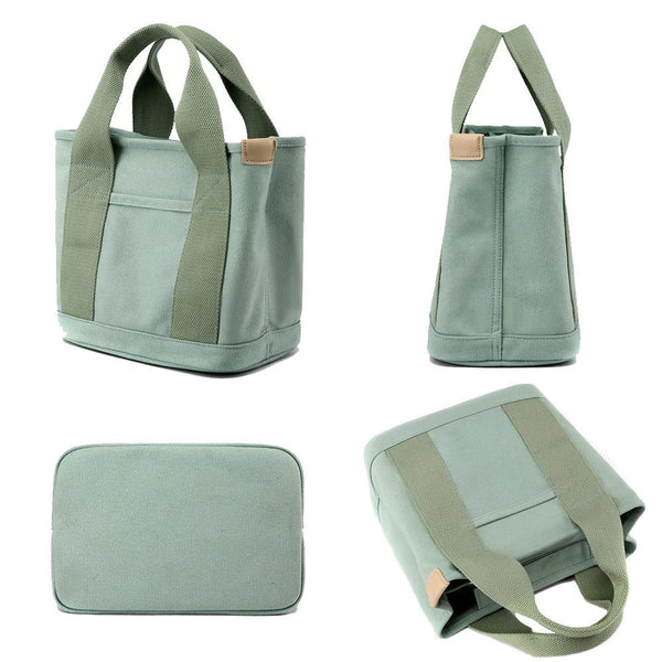 Durable Canvas Multi Compartment Top Handle Tote Bag Handbag Green