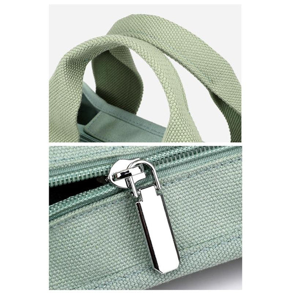 Durable Canvas Multi Compartment Top Handle Tote Bag Handbag Green