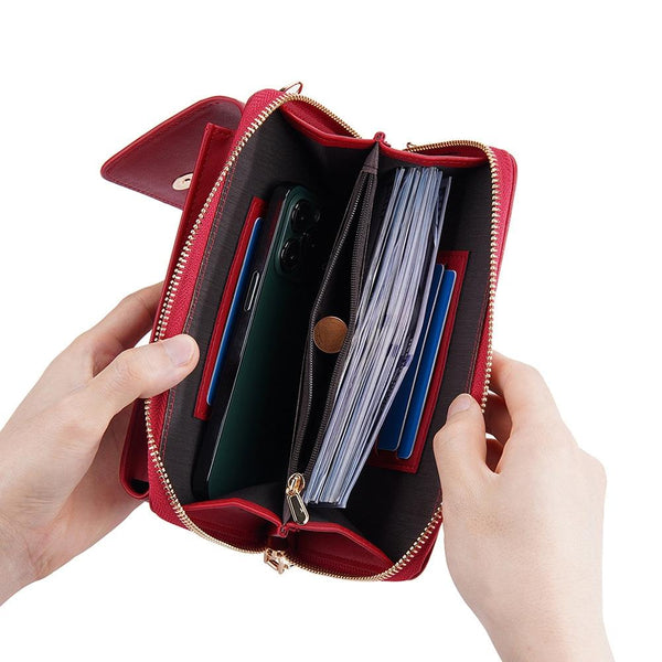Faux PU Leather Crossbody Shoulder Phone Bag Multi Card Slots Blue