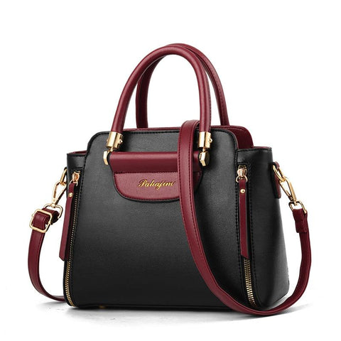 Faux PU Leather Crossbody Shoulder Bag Handbag Gold Hardware Black