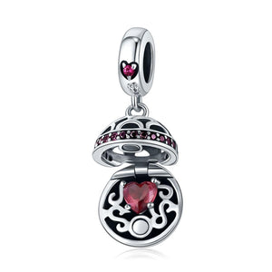 Red Surprise Love Sterling Silver Bead Charm Bracelet Necklace