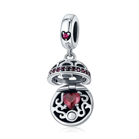 Red Surprise Love Sterling Silver Bead Charm Bracelet Necklace