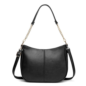 Faux PU Leather Crossbody Shoulder Bag Detachable Strap Black