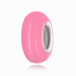 Pink Enamel Platinum Plated Sterling Silver Spacer Bead Bracelet Necklace