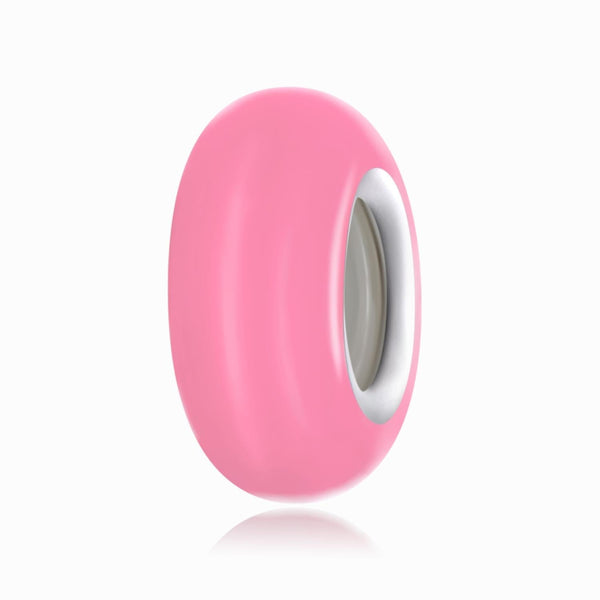Pink Enamel Platinum Plated Sterling Silver Spacer Bead Bracelet Necklace