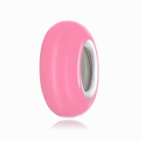 Pink Enamel Platinum Plated Sterling Silver Spacer Bead Bracelet Necklace