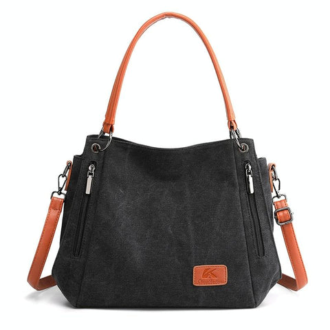 Canvas Crossbody Shoulder Tote Bag Handbag Black