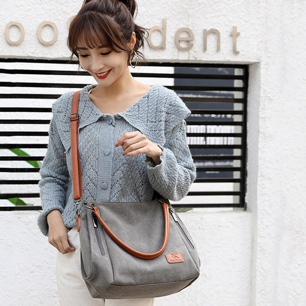Canvas Crossbody Shoulder Tote Bag Handbag Black