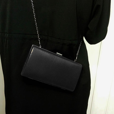 Square Evening Party Clutch Shoulder Bag Handbag Wedding Party Events Black