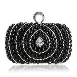 Beaded Rhinestone Womens Evening Wedding Party Clutch Bag Black