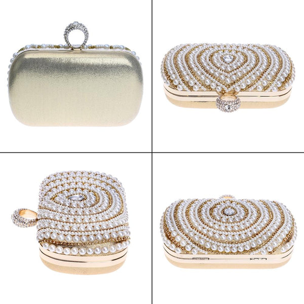 Beaded Rhinestone Womens Evening Wedding Party Clutch Bag Black