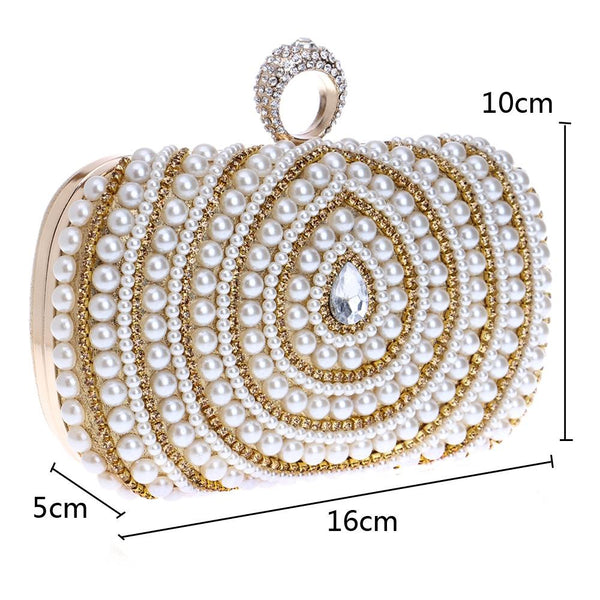 Beaded Rhinestone Womens Evening Wedding Party Clutch Bag Black