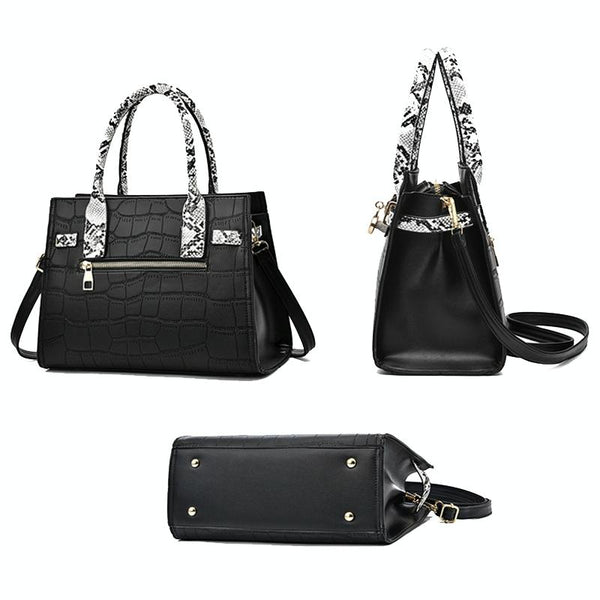 2 Pce Faux Crocodile PU Leather Tote Shoulder Clutch Bag Handbag Green Blue