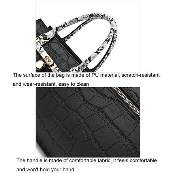 2 Pce Faux Crocodile PU Leather Tote Shoulder Clutch Bag Handbag Green Blue