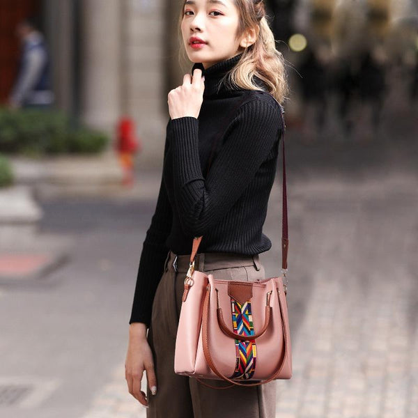 4 Piece PU Leather Tote Shoulder Clutch Bag Handbag Wallet Purse Set Green