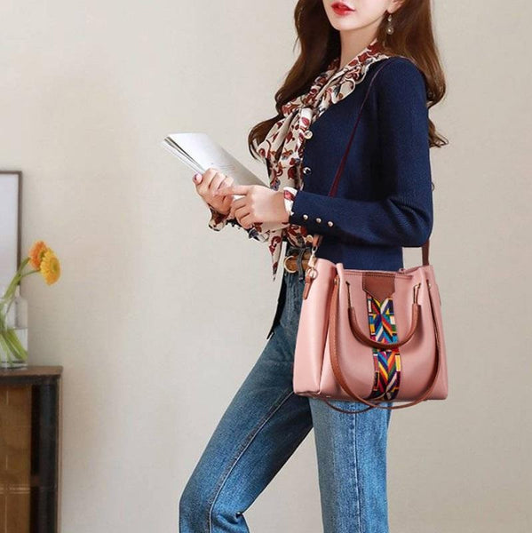 4 Piece PU Leather Tote Shoulder Clutch Bag Handbag Wallet Purse Set Green