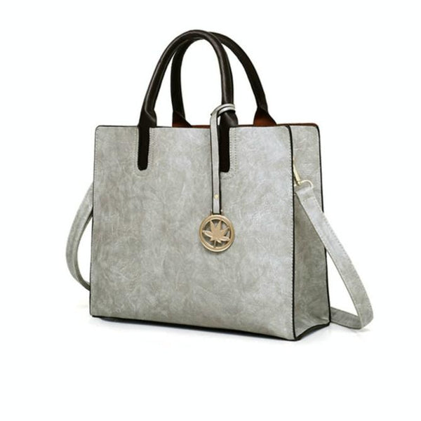 3 Pce Faux PU Leather Tote Crossbody Shoulder Clutch Bag Pouch Grey
