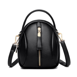 Faux PU Leather Shoulder Bag Handbag Multi Pocket Detachable Strap Black