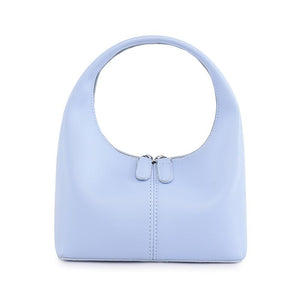 Faux PU Leather Womens Bag Handbag Sleek One Piece Design Light Blue