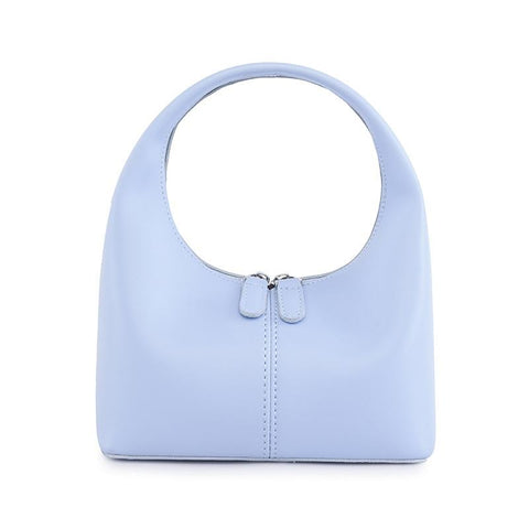 Faux PU Leather Womens Bag Handbag Sleek One Piece Design Light Blue