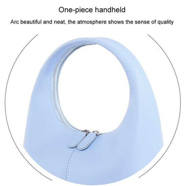 Faux PU Leather Womens Bag Handbag Sleek One Piece Design Light Blue