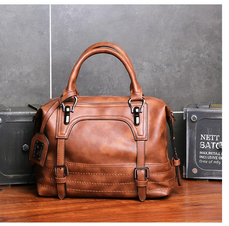 Soft Faced Casual Slouch Hobo Faux PU Leather Shoulder Bag Handbag Brown