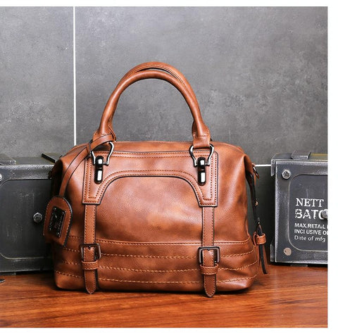 Soft Faced Casual Slouch Hobo Faux PU Leather Shoulder Bag Handbag Brown
