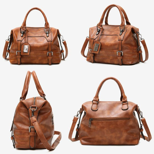 Soft Faced Casual Slouch Hobo Faux PU Leather Shoulder Bag Handbag Brown