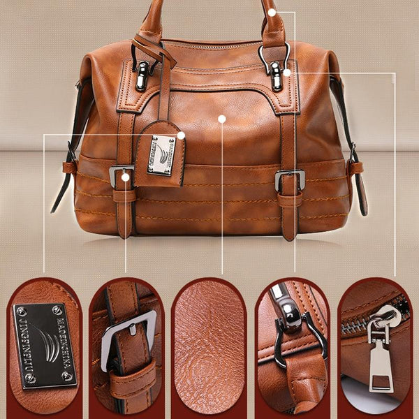Soft Faced Casual Slouch Hobo Faux PU Leather Shoulder Bag Handbag Brown