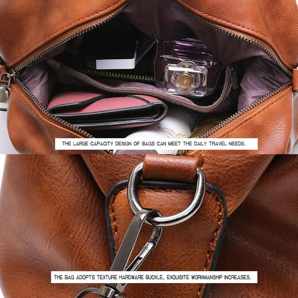 Soft Faced Casual Slouch Hobo Faux PU Leather Shoulder Bag Handbag Brown