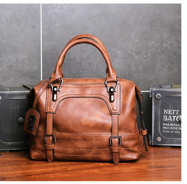 Soft Faced Casual Slouch Hobo Faux PU Leather Shoulder Bag Handbag Brown