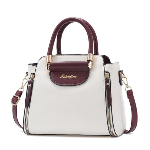 Faux PU Leather Crossbosy Shoulder Bag Handbag White Burgundy