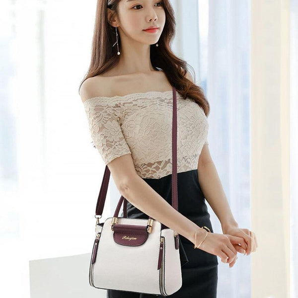 Faux PU Leather Crossbosy Shoulder Bag Handbag White Burgundy