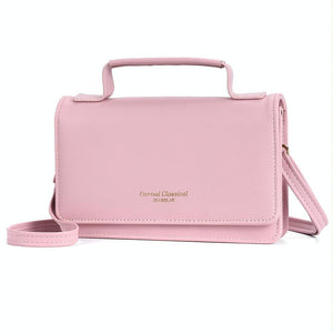 Faux PU Leather Versatile Small Shoulder Mobile Phone Bag Pink