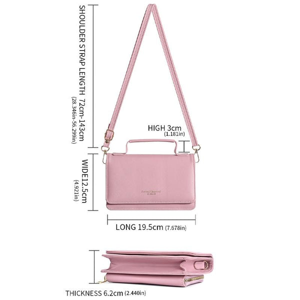 Faux PU Leather Versatile Small Shoulder Mobile Phone Bag Pink