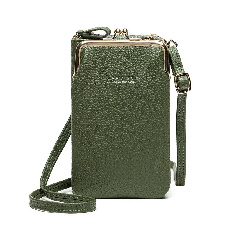 Faux PU Leather Crossbody Shoulder Bag Handbag Multi Pocket Green